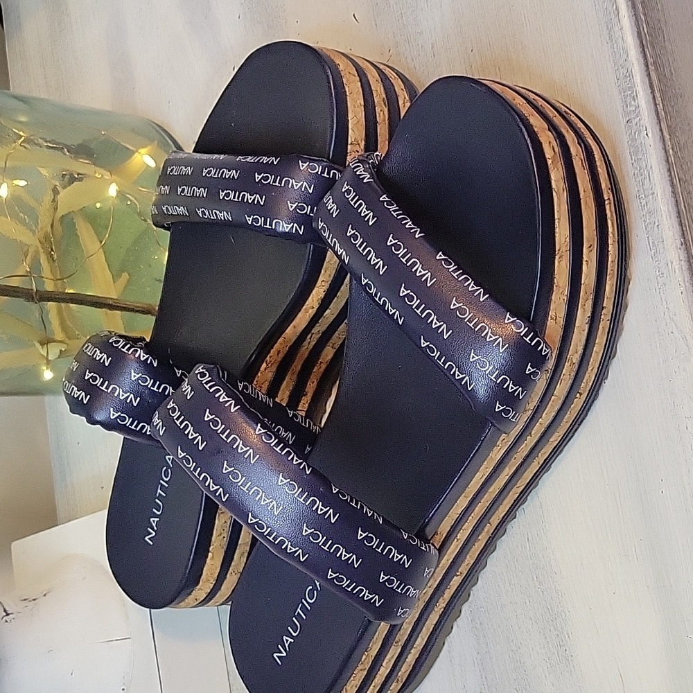Nautica Navy Slide Sandals SZ 6.5